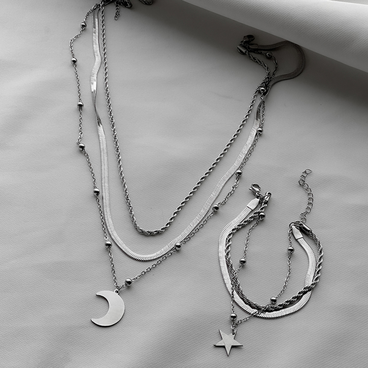 گردنبند و دستبند 3 لاین 