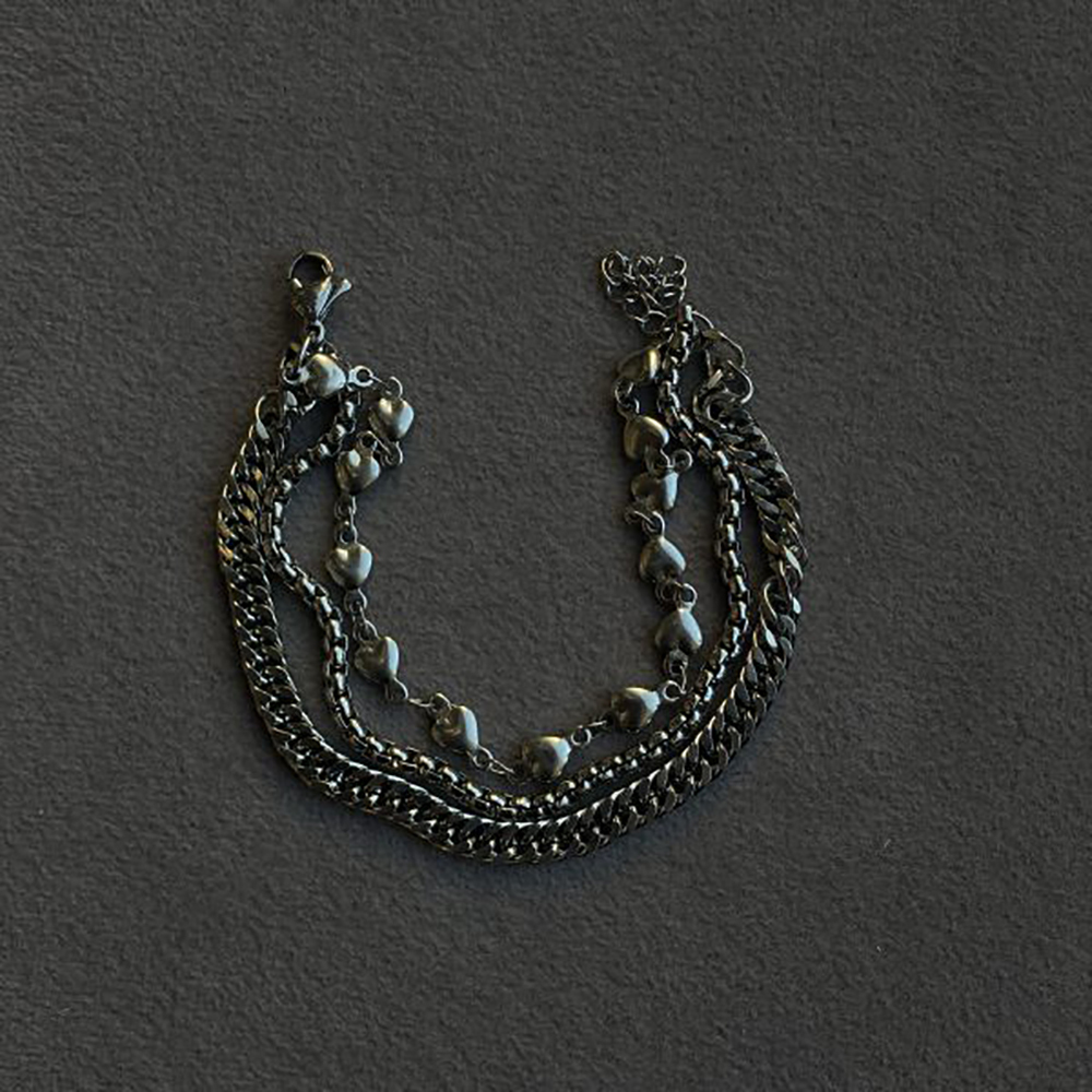  دستبند استیل سه لاین ترکیبی قلب و کارتیر 