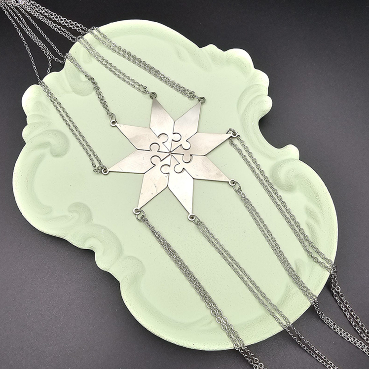 گردنبند استیل طرح ست 6 نفره پازلی