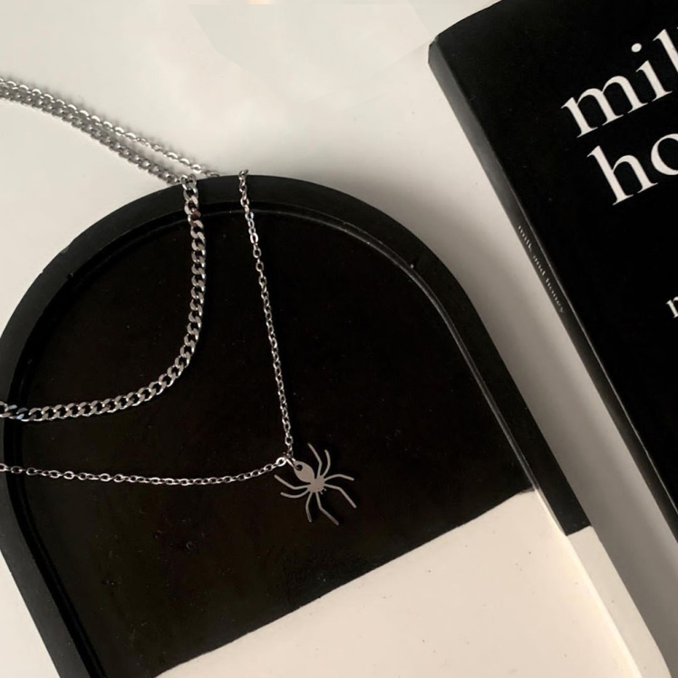گردنبند استیل دو لاین عنکبوت