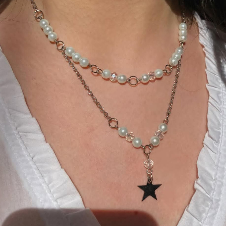 گردنبند دو لاین مروارید ستاره ای پینترستی