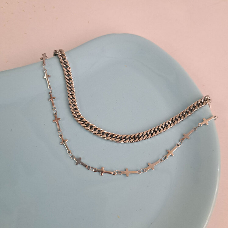 گردنبند دو لاین صلیب 