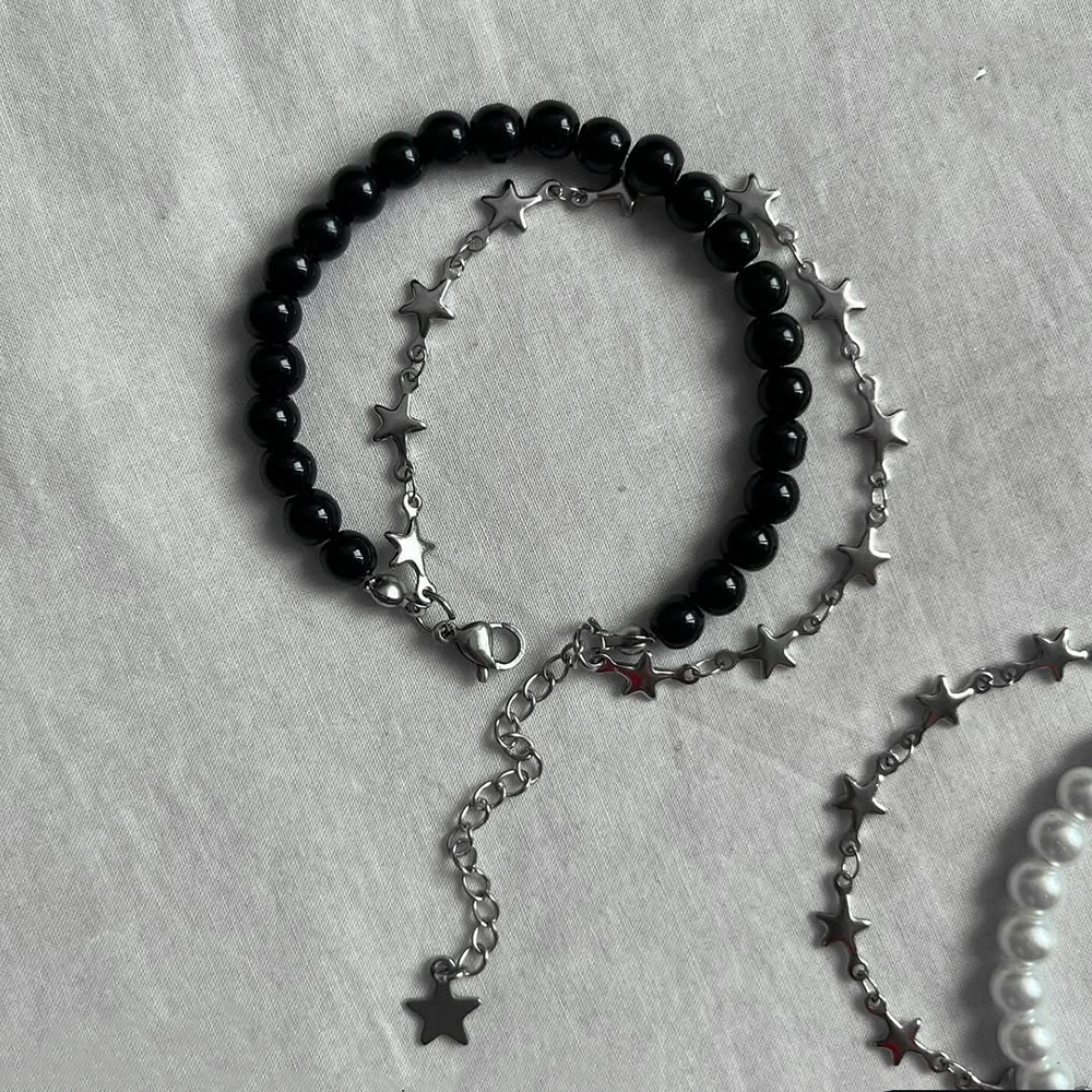  دستبند دو لاین مروارید فول ستاره 