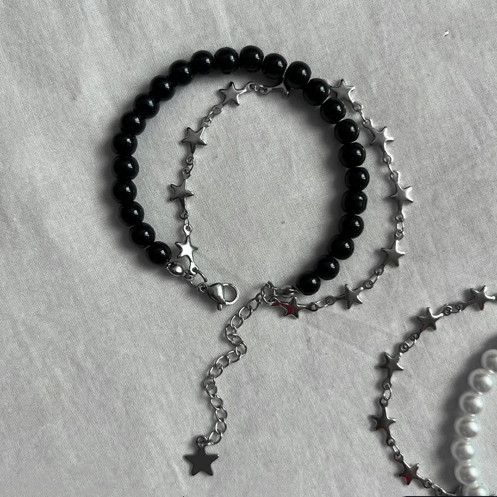  دستبند دو لاین مروارید فول ستاره 