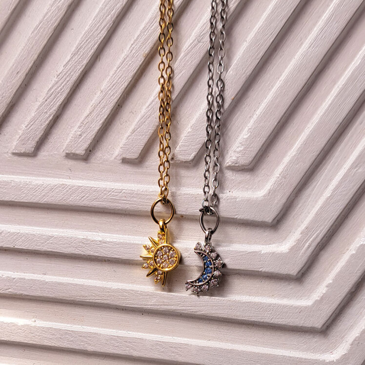 گردنبند ست ماه و خورشید جواهری