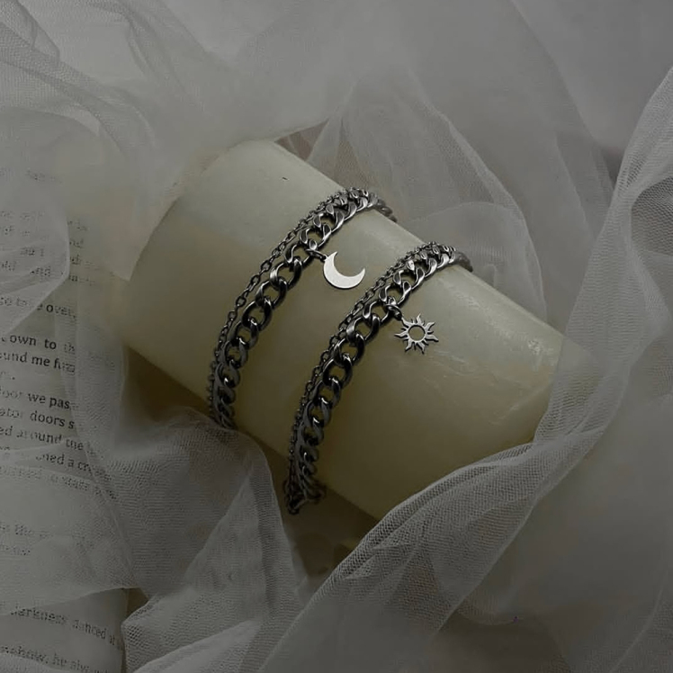 دستبند دو لاین ماه و خورشید 