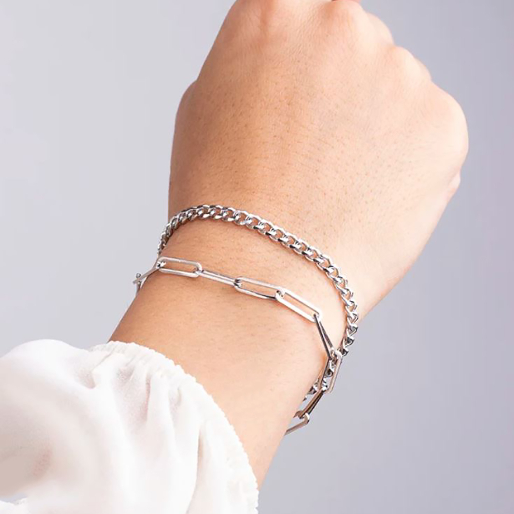  دستبند دو لاین استیل 