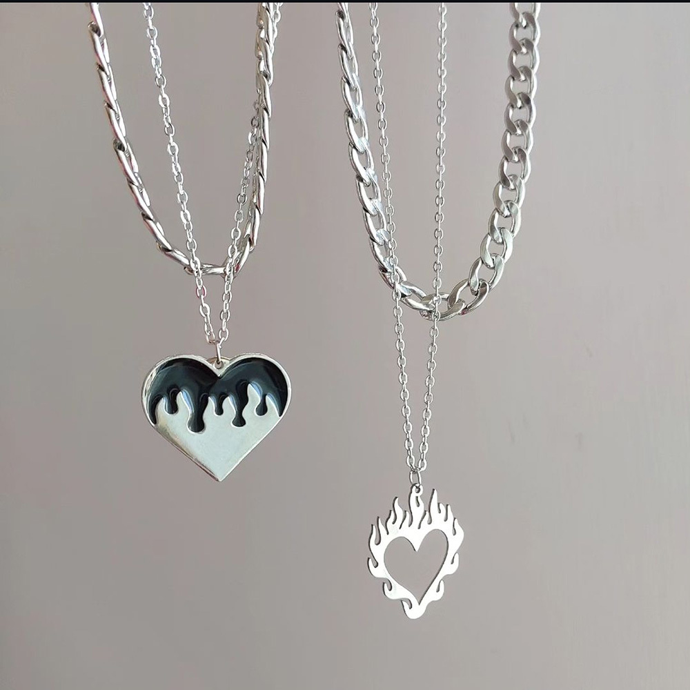  گردنبند دو لاین قلب آتیشی 