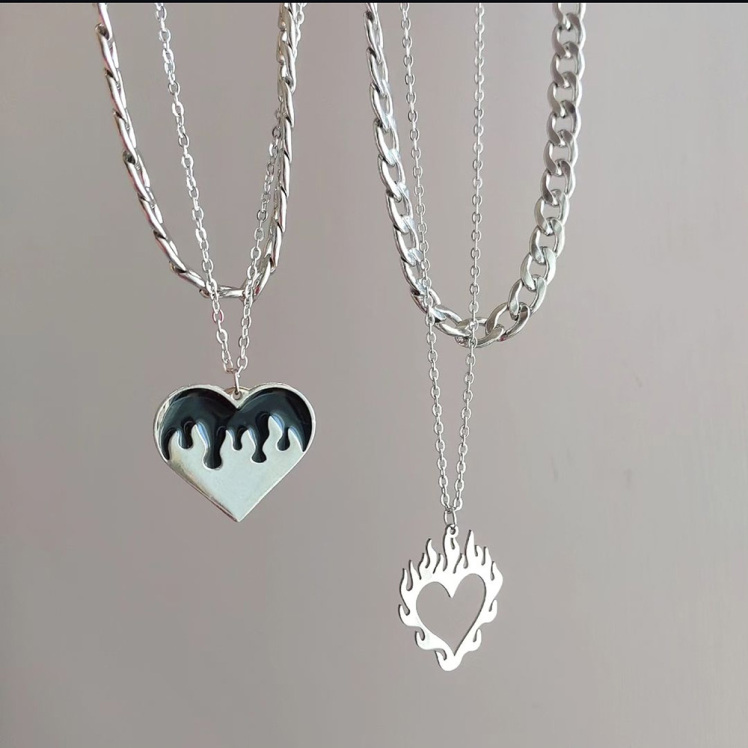 گردنبند دو لاین قلب آتیشی