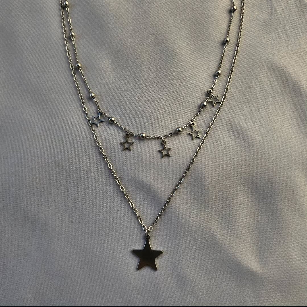 گردنبند استیل دو لاین فول ستاره