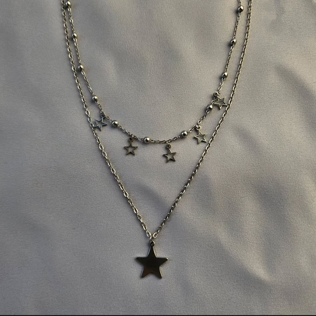 گردنبند استیل دو لاین فول ستاره