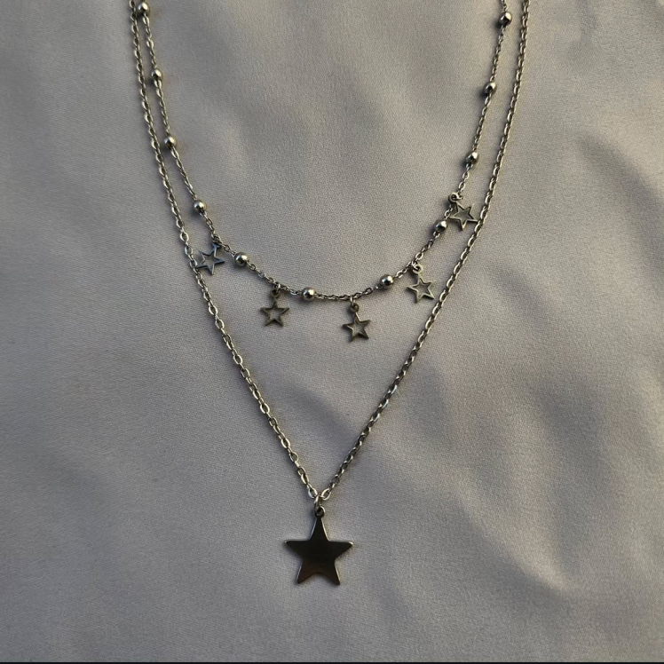 گردنبند استیل دو لاین فول ستاره