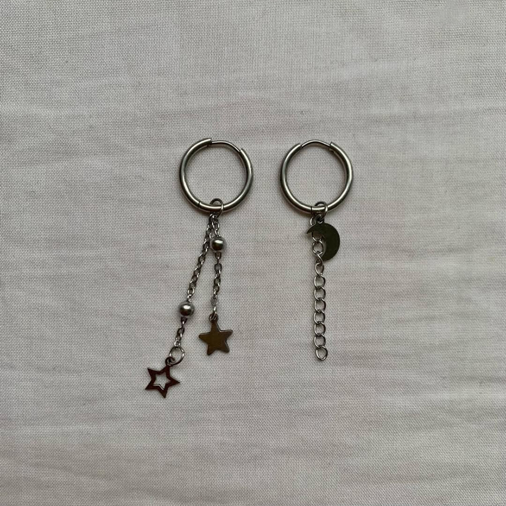  گوشواره آویزی ماه و ستاره 