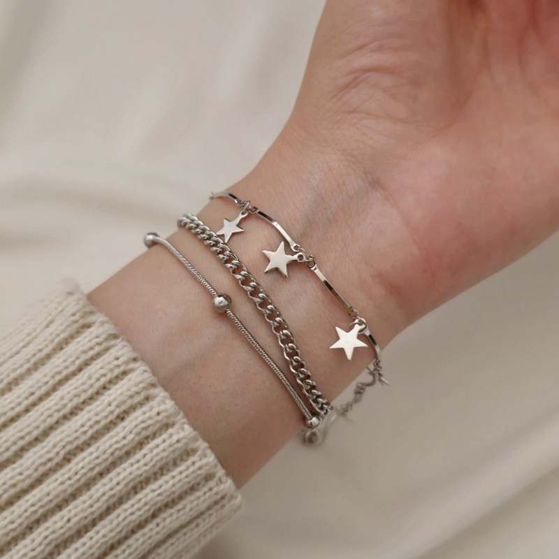  دستبند سه ردیفه ستاره و کارتیه 