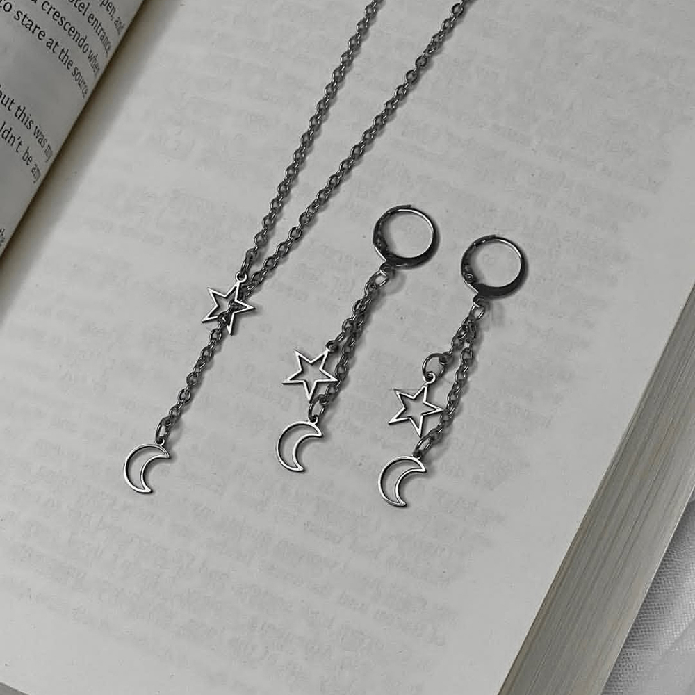  گوشواره و گردنبند ماه و ستاره 