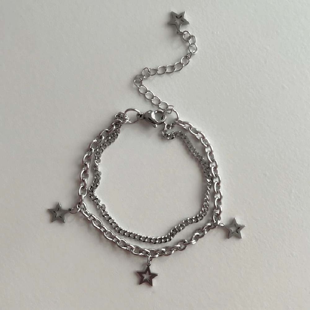  دستبند دو لاین ستاره استیل 