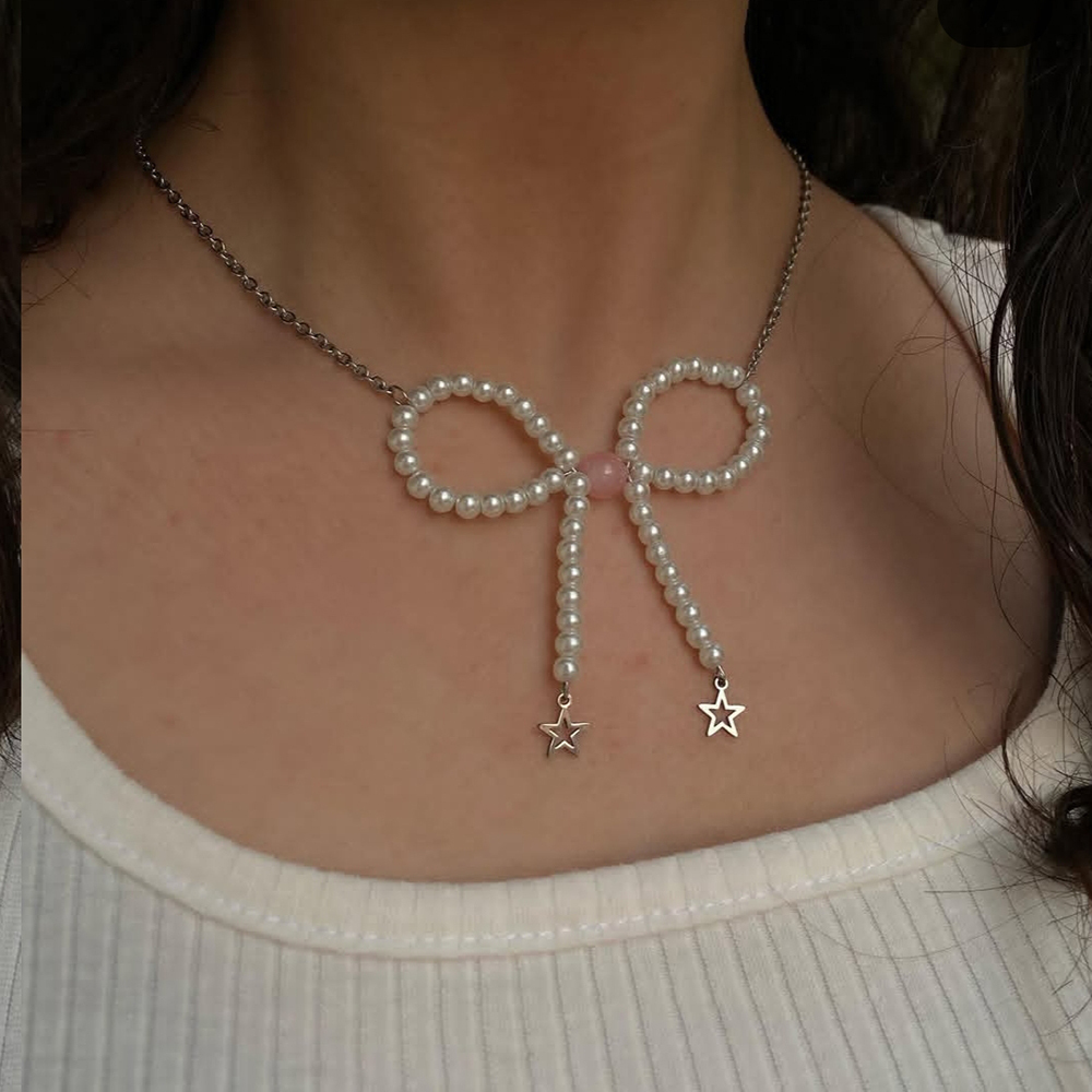  گردنبند پاپیون مرواریدی پینترستی 