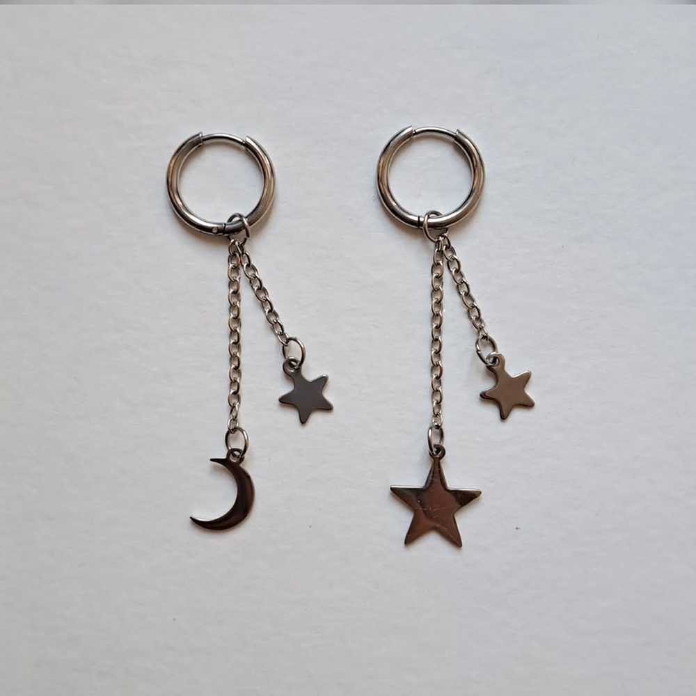  گوشواره حلقه ای ماه و ستاره 