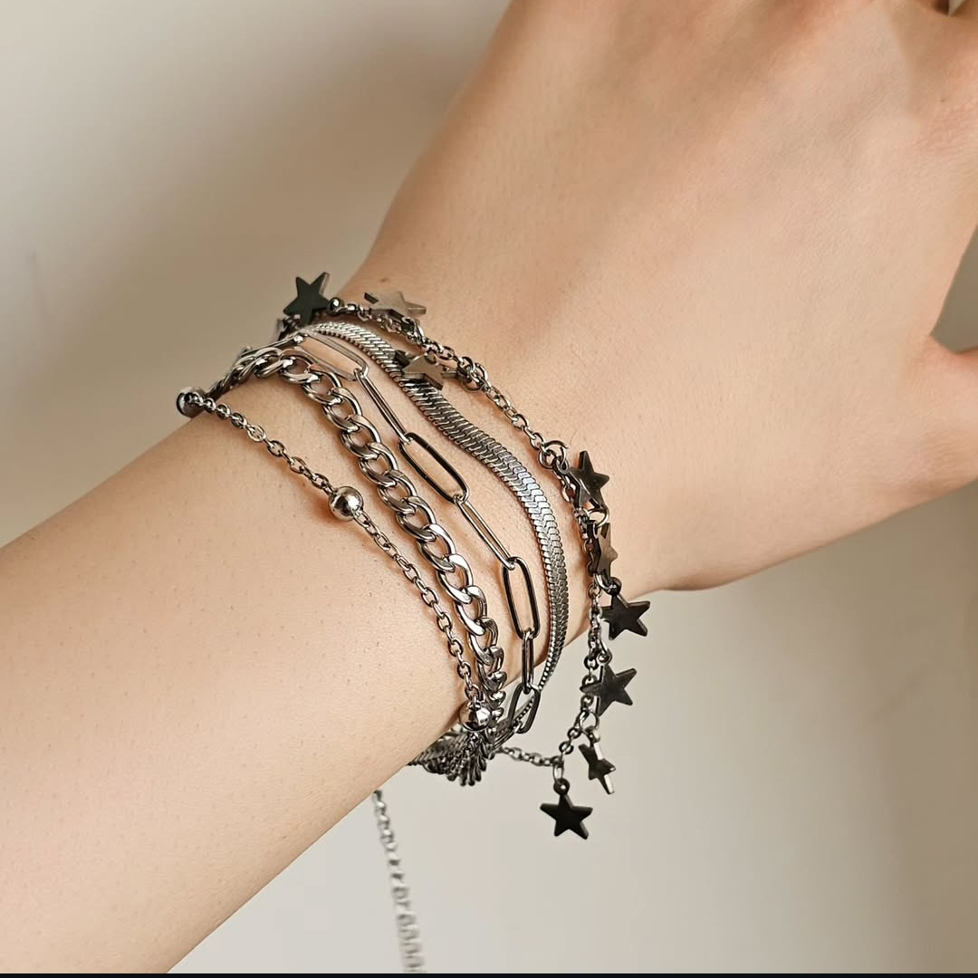 دستبند استیل ترکیبی ستاره