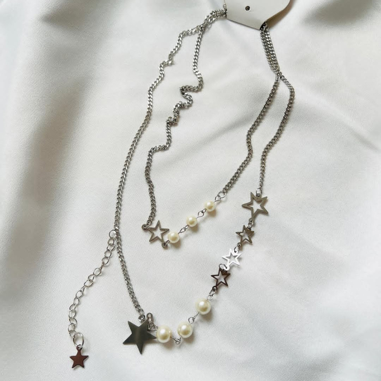 گردنبند دو لاین ستاره و مروارید
