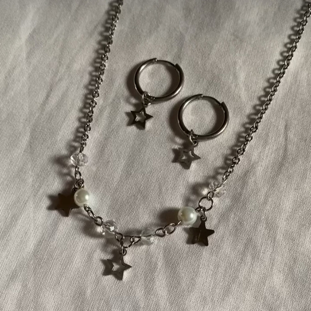  ست گردنبند و گوشواره ستاره و مروارید(تک و ست) 