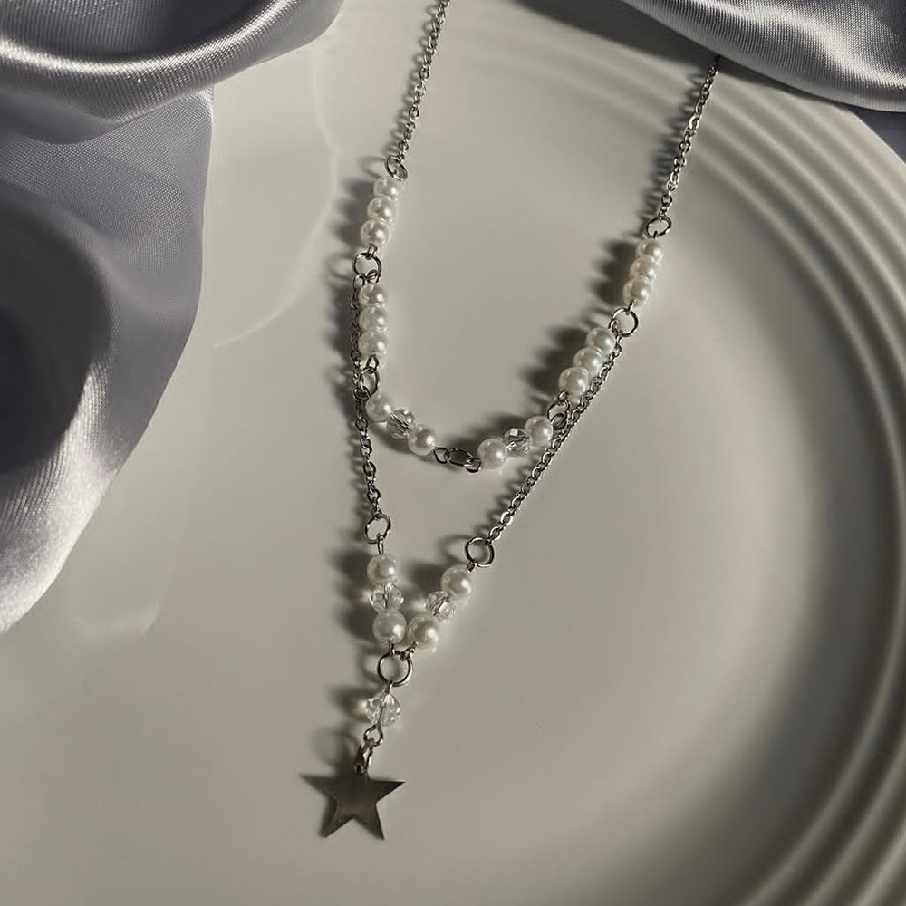 گردنبند دو لاین مروارید ستاره ای پینترستی 