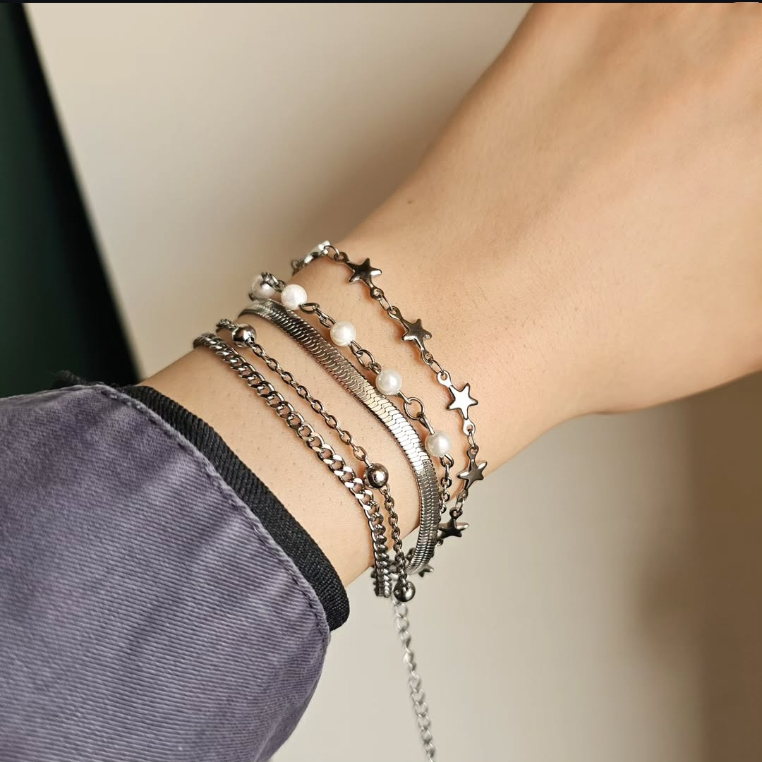 دستبند استیل ترکیبی ستاره