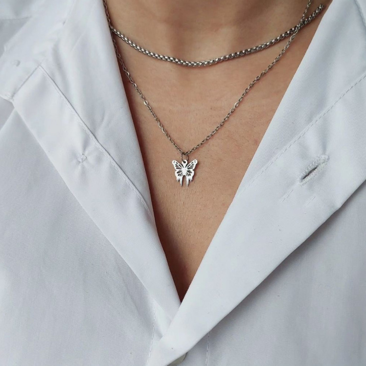 گردنبند استیل دو لاین لونا