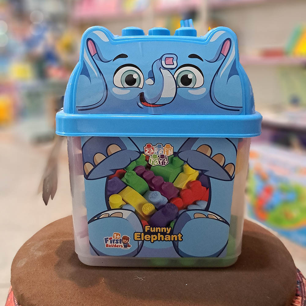  لگو سطلی طرح قورباغه و فیل 38 قطعه زرین تویز 