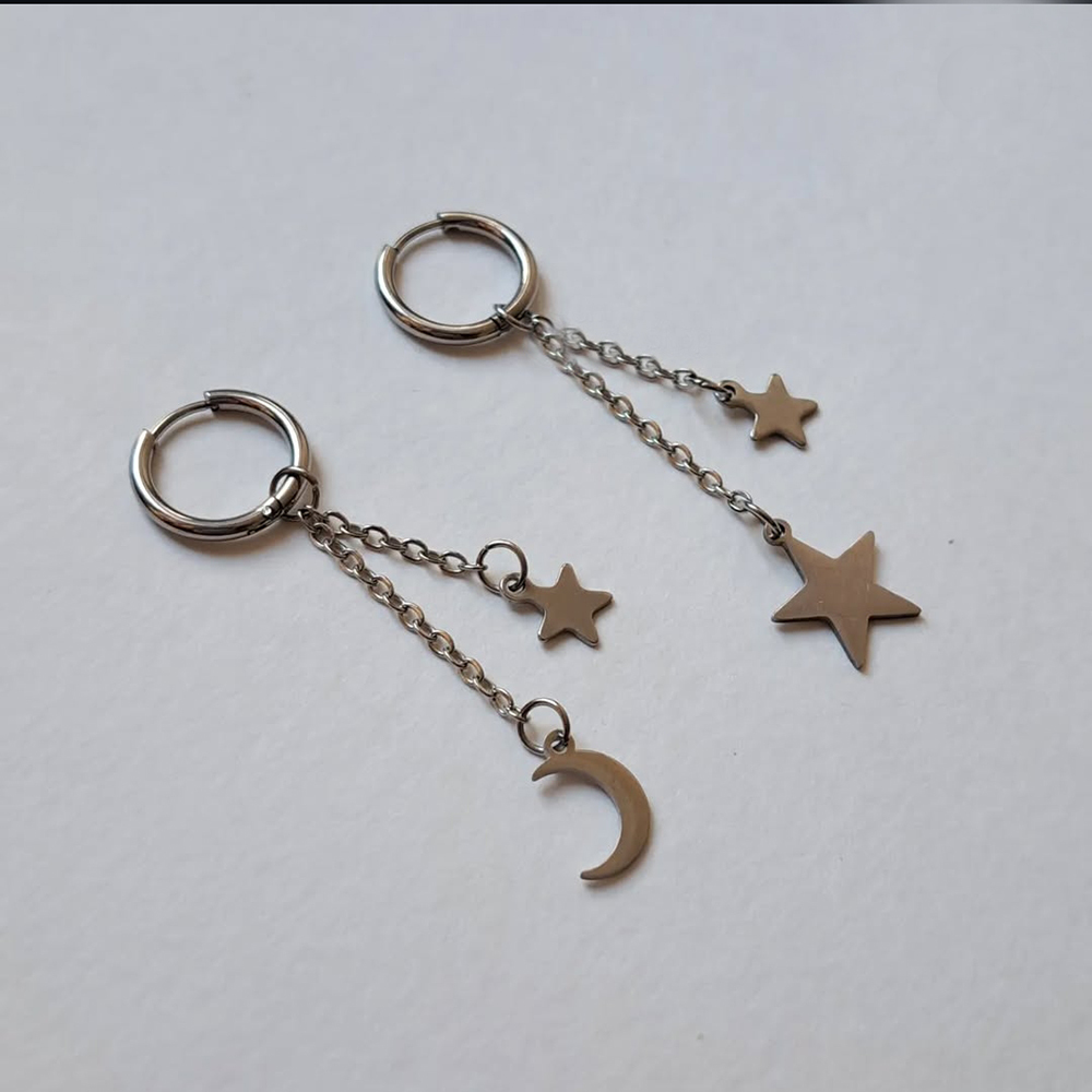  گوشواره حلقه ای ماه و ستاره 