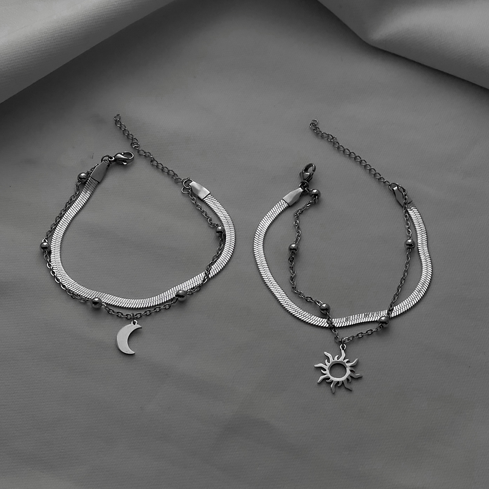  دستبند ست کاپلی استیل 