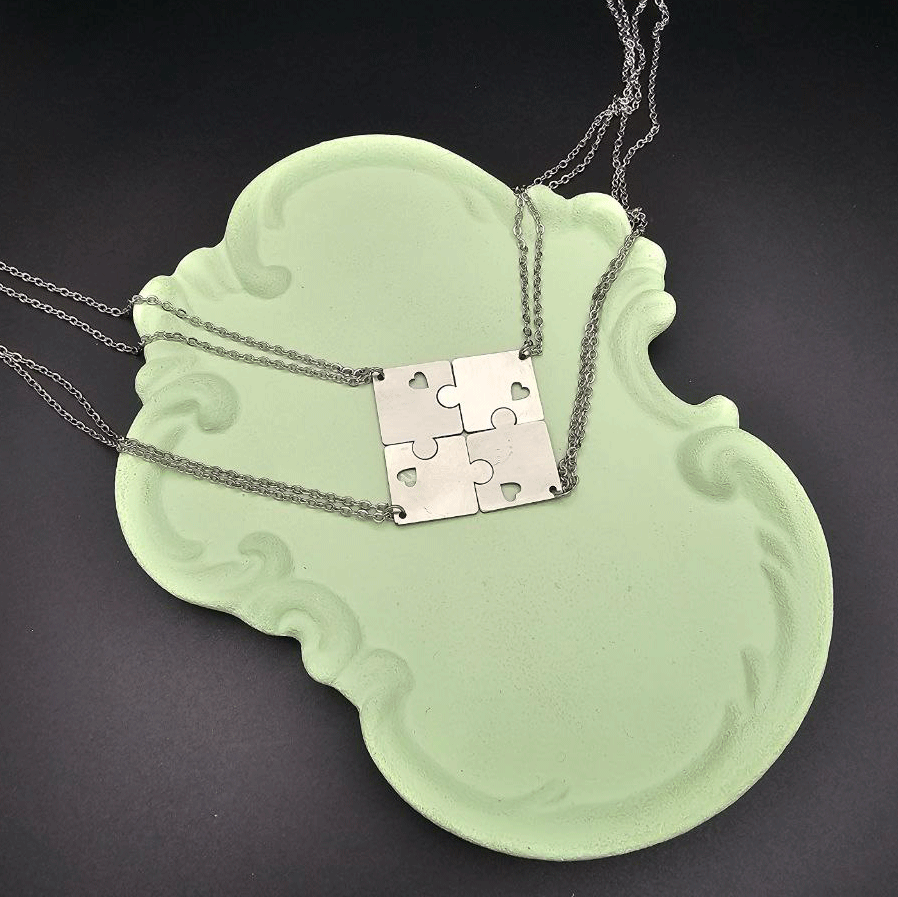  گردنبند استیل طرح ست 4 نفره پازلی 