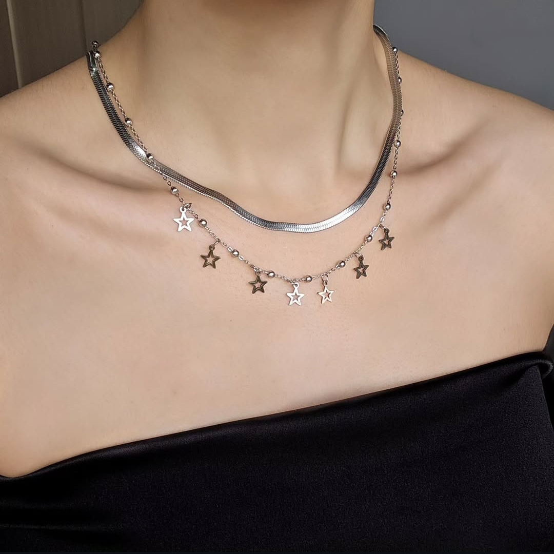 گردنبند استیل دو لاین ستاره