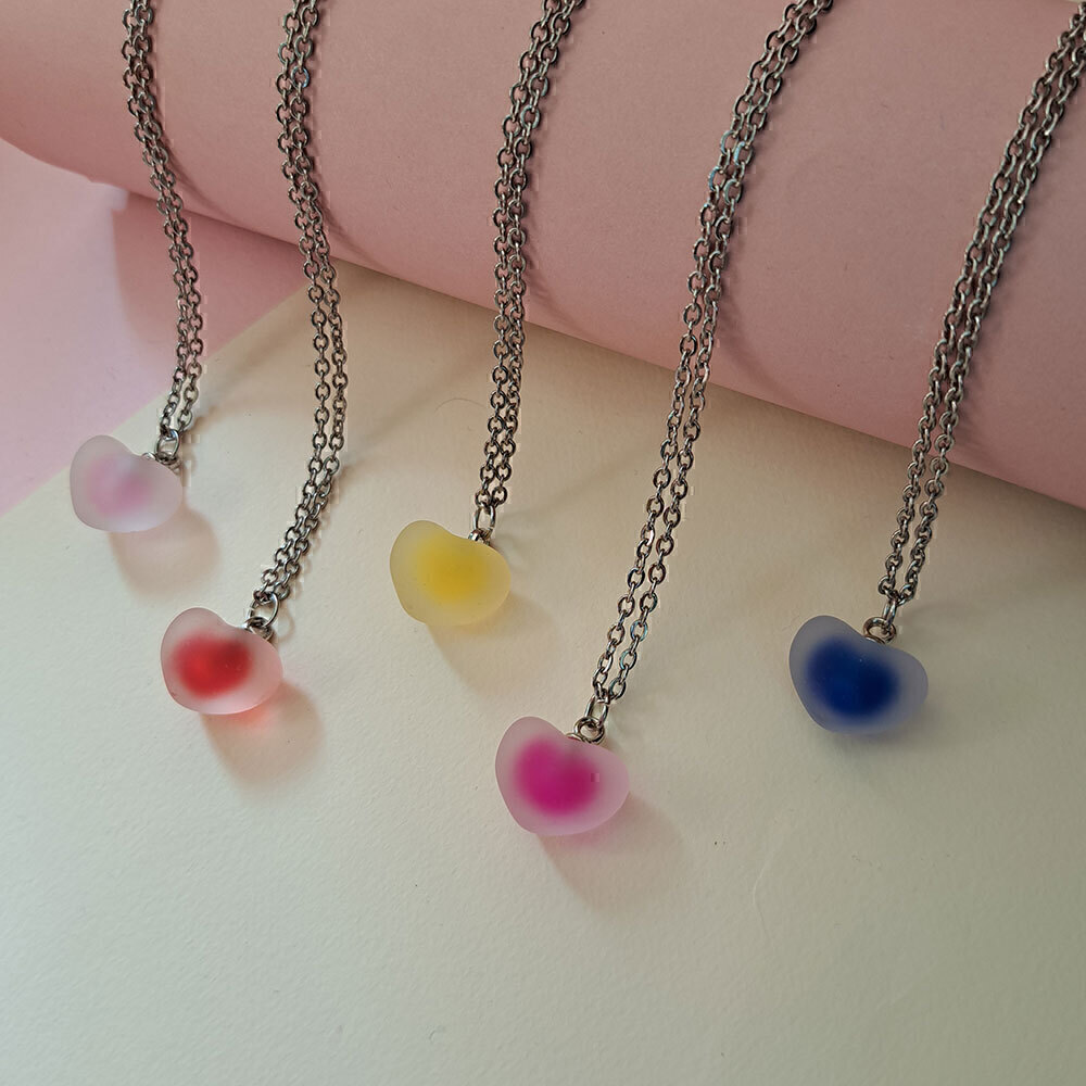  گردنبند قلب فانتزی مات 