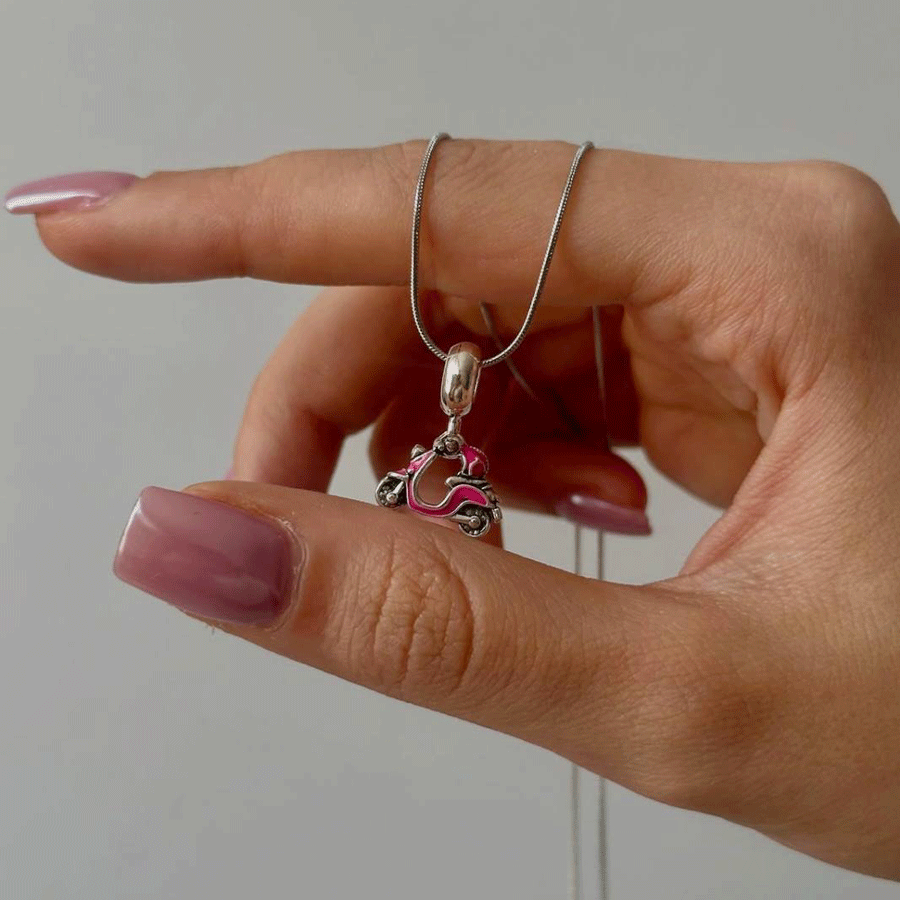  گردنبند استیل طرح موتور سوار 