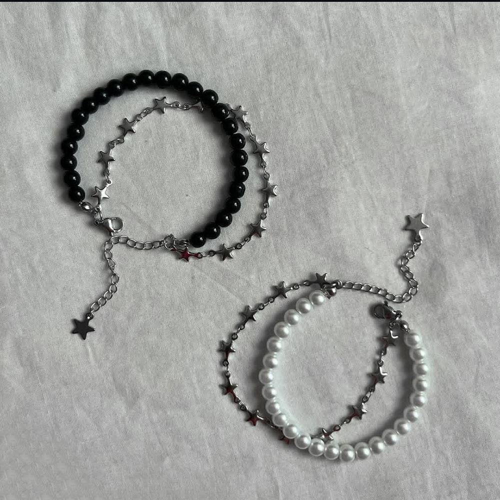  دستبند دو لاین مروارید فول ستاره 