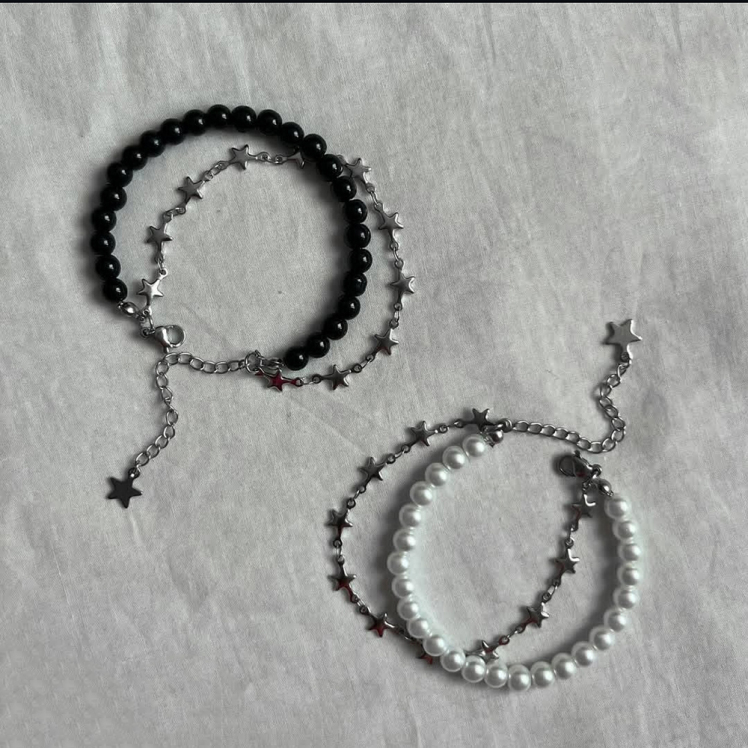 دستبند دو لاین مروارید فول ستاره