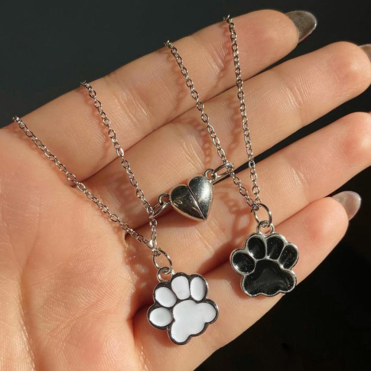 گردنبند ست پنجه گربه و قلب مگنتی 