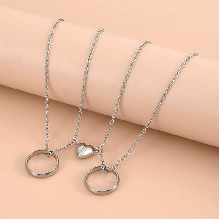  گردنبند ست دوستی حلقه با قلب مگنتی 