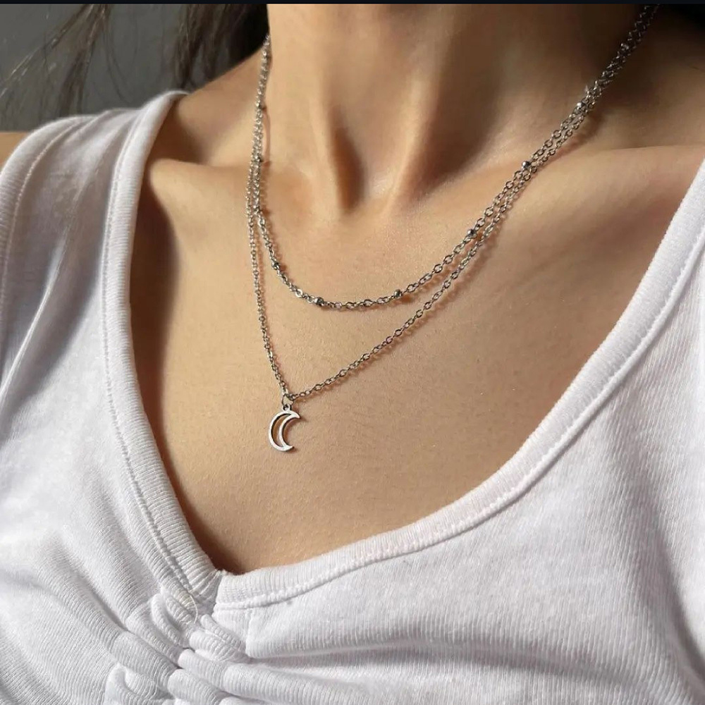  گردنبند دو لاین خلخال و ماه 