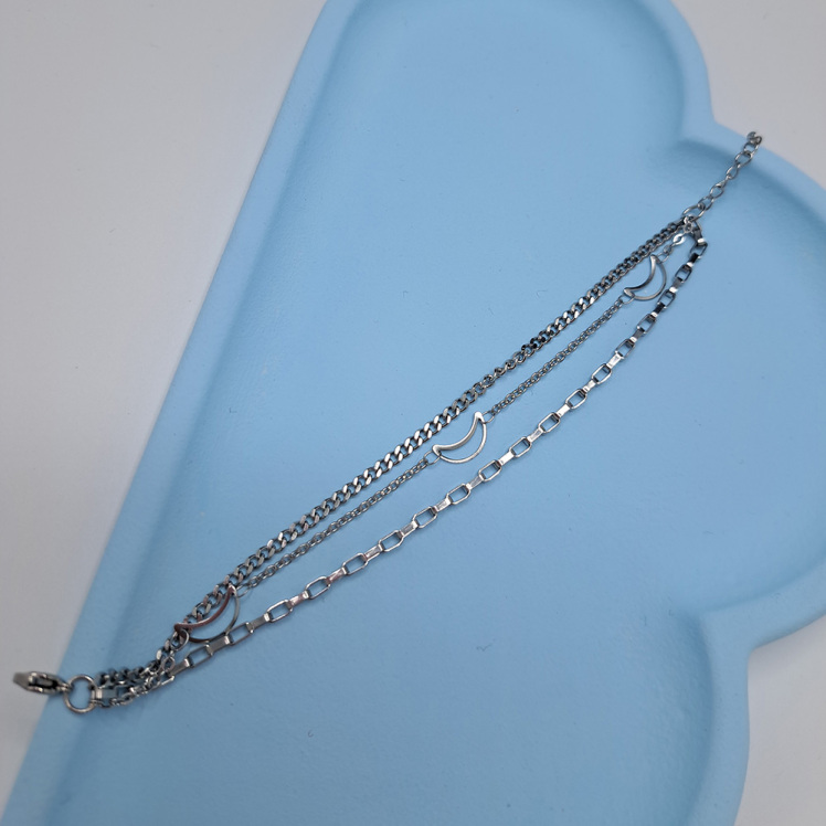 دستبند استیل 3 لاین ماه