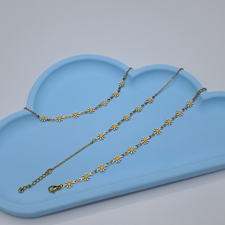 ست دستبند و گردنبند گل بابونه 