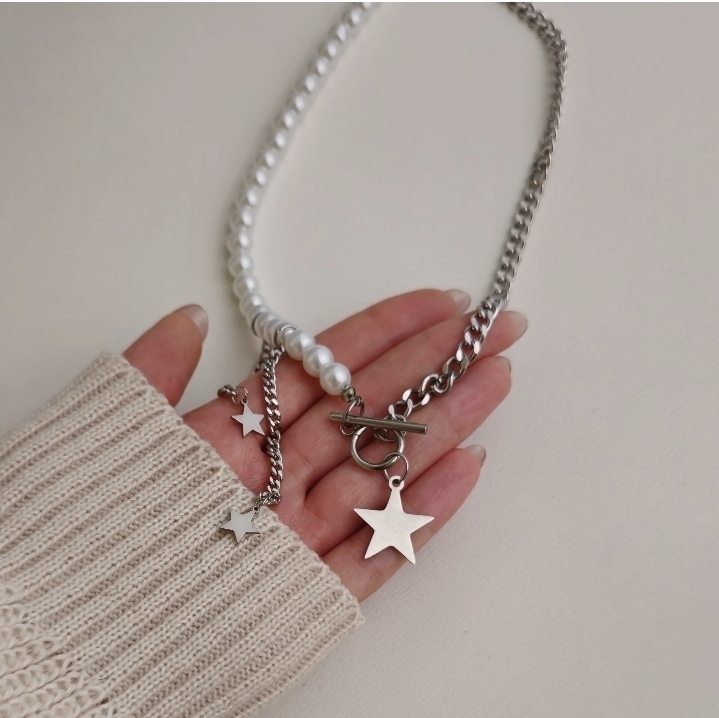  گردنبند ستاره و مروارید پینترستی 