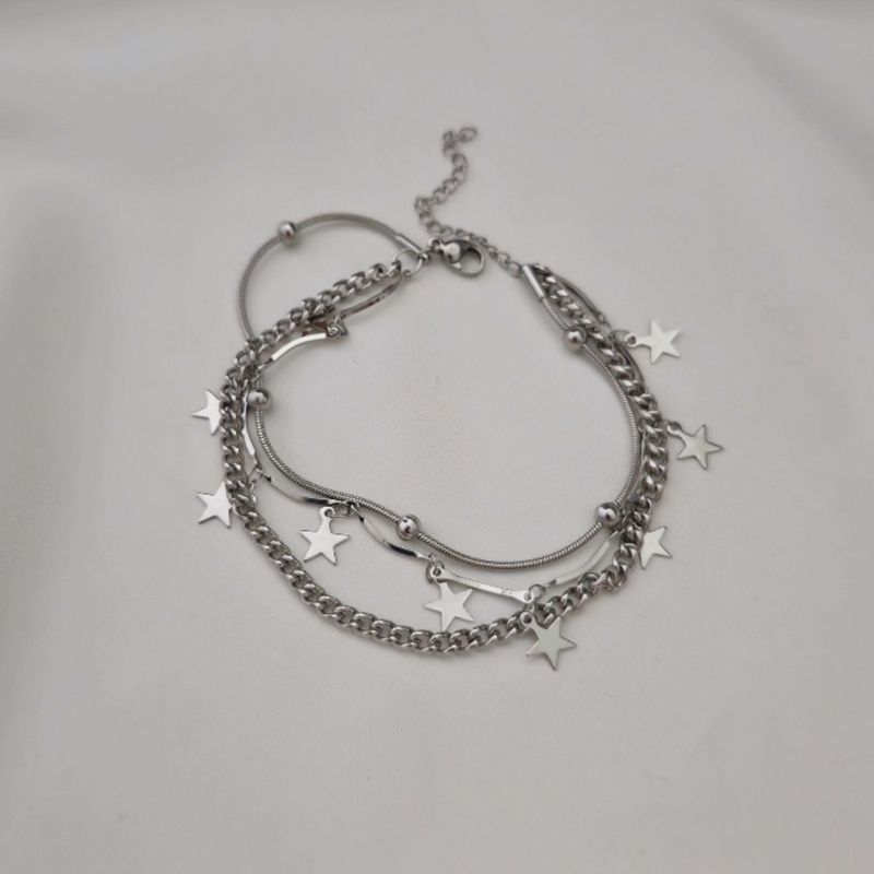  دستبند سه ردیفه ستاره و کارتیه 