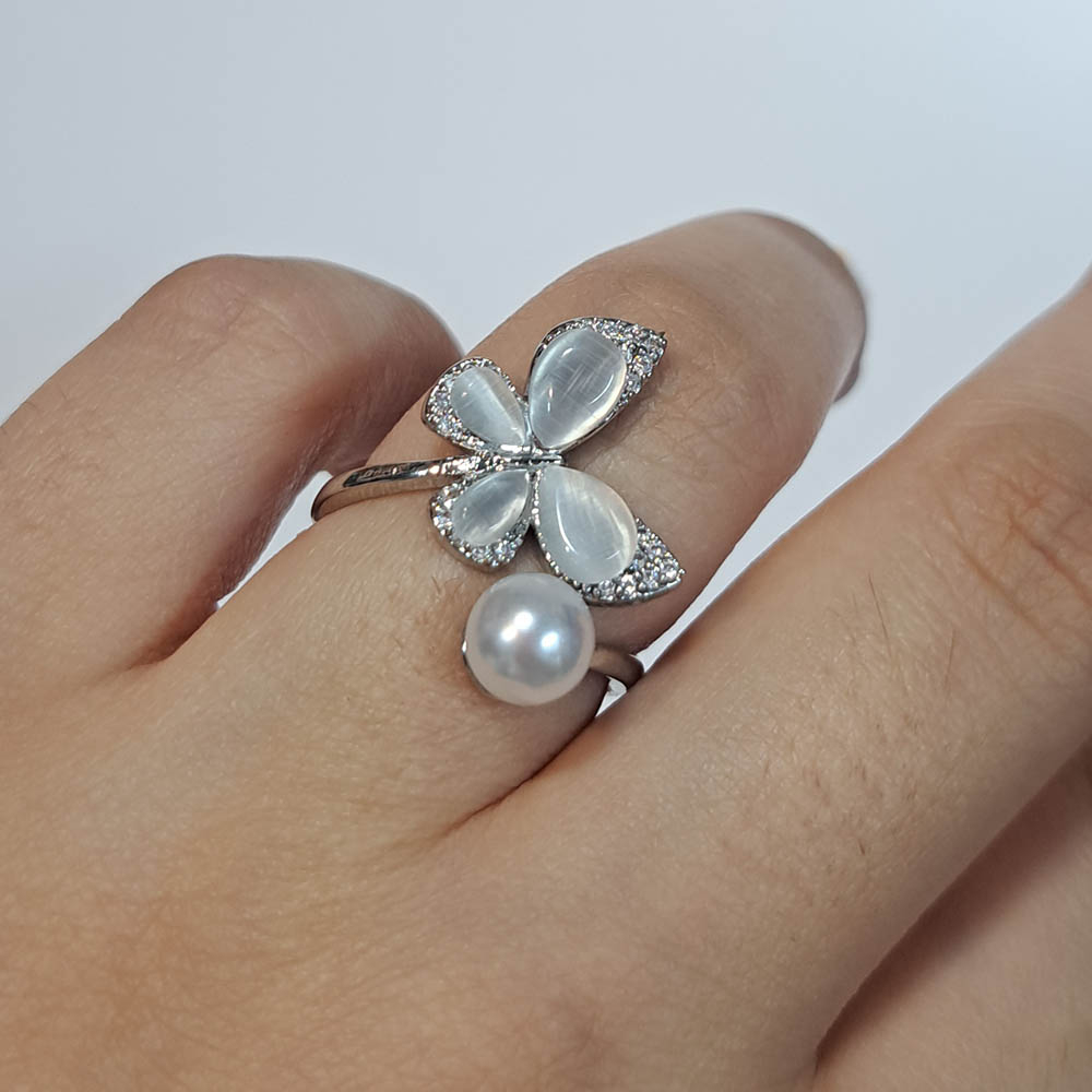 انگشتر جواهری طرح پروانه شیک