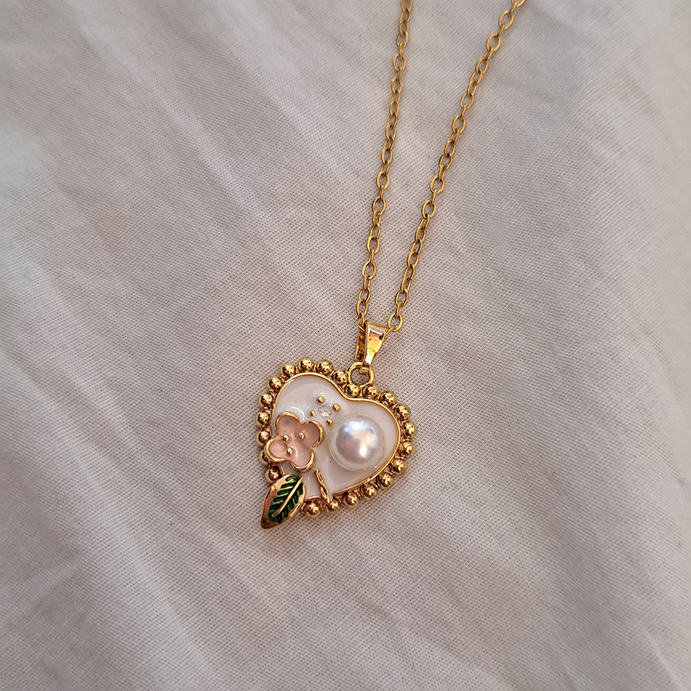  گردنبند میناکاری قلب دخترانه  