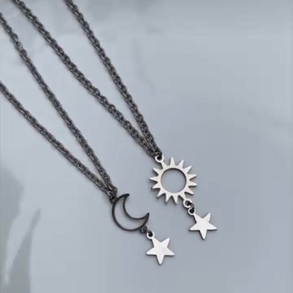  گردنبند ست دوستی ماه و خورشید و ستاره 
