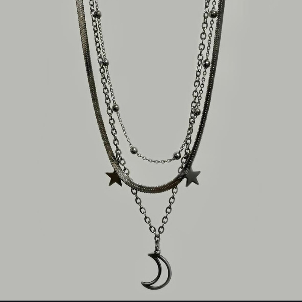  گردنبند سه لاین ماه و ستاره و خلخال 