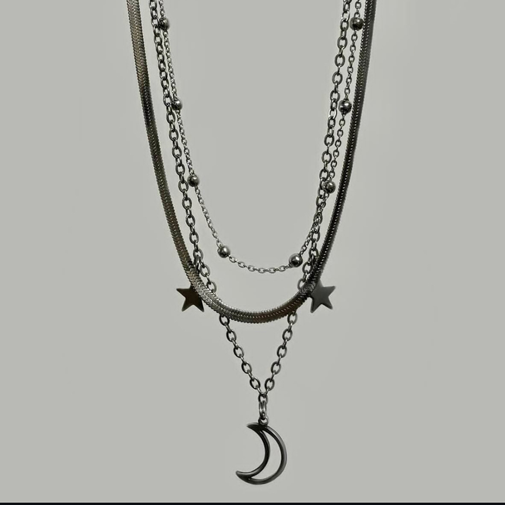  گردنبند سه لاین ماه و ستاره و خلخال 