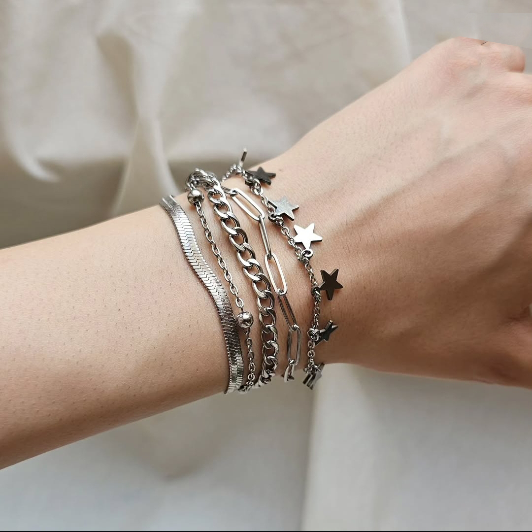 دستبند استیل ترکیبی ستاره